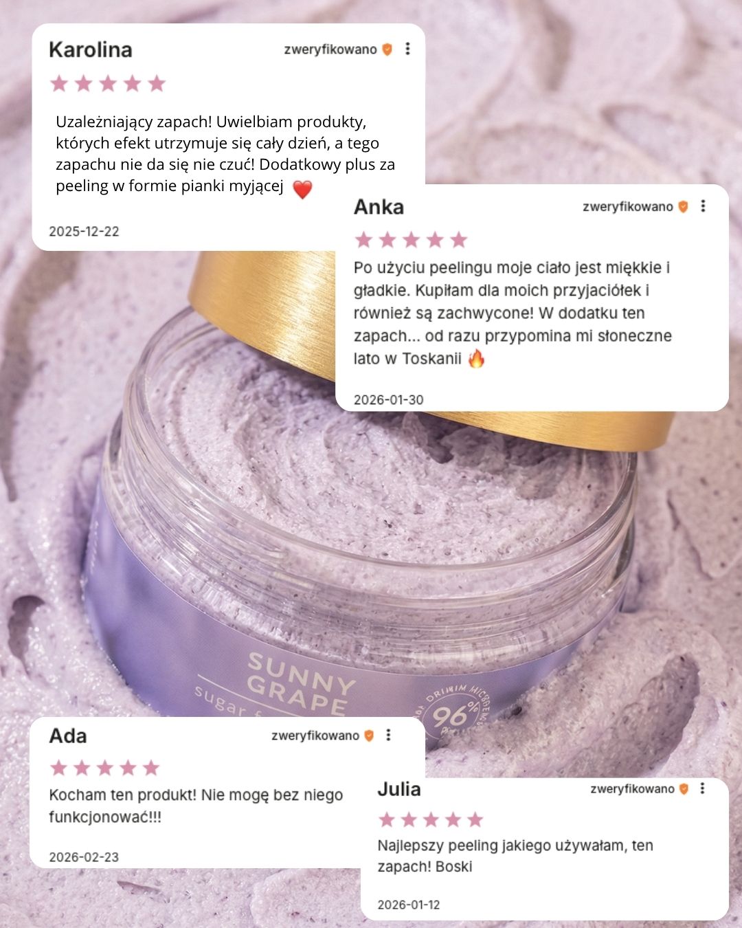 Sunny Grape SUGAR FOAM PEELING 200ml - cukrowy peeling do ciała