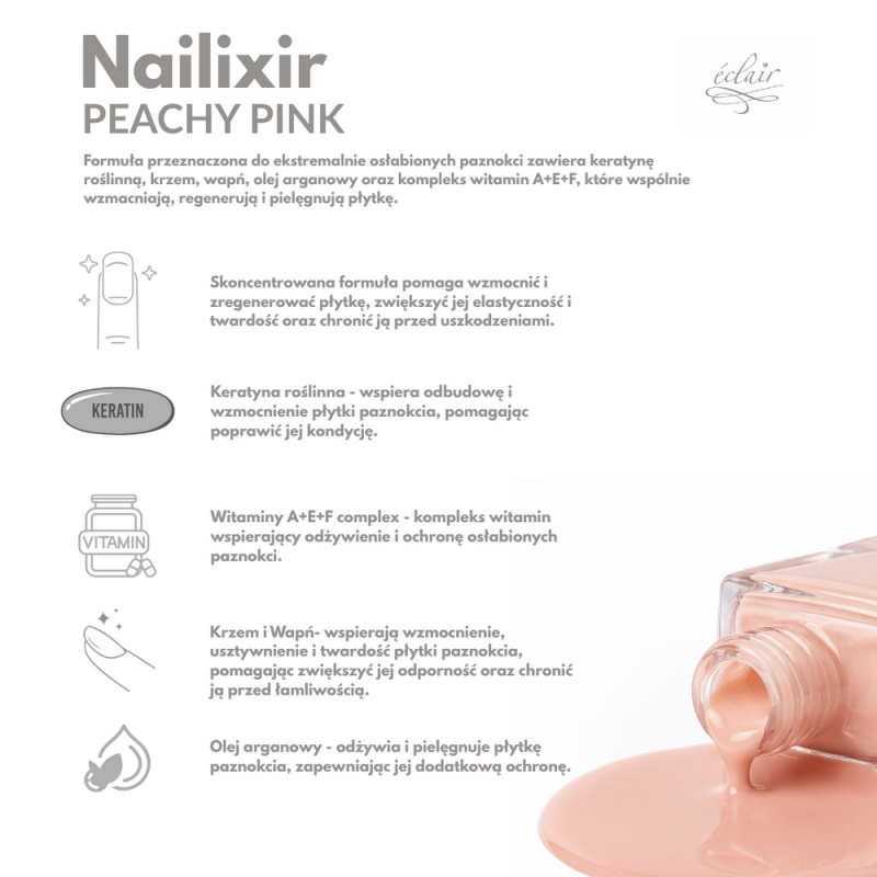 Nailixir PEACHY PINK 10ml - odżywka do paznokci w lakierze