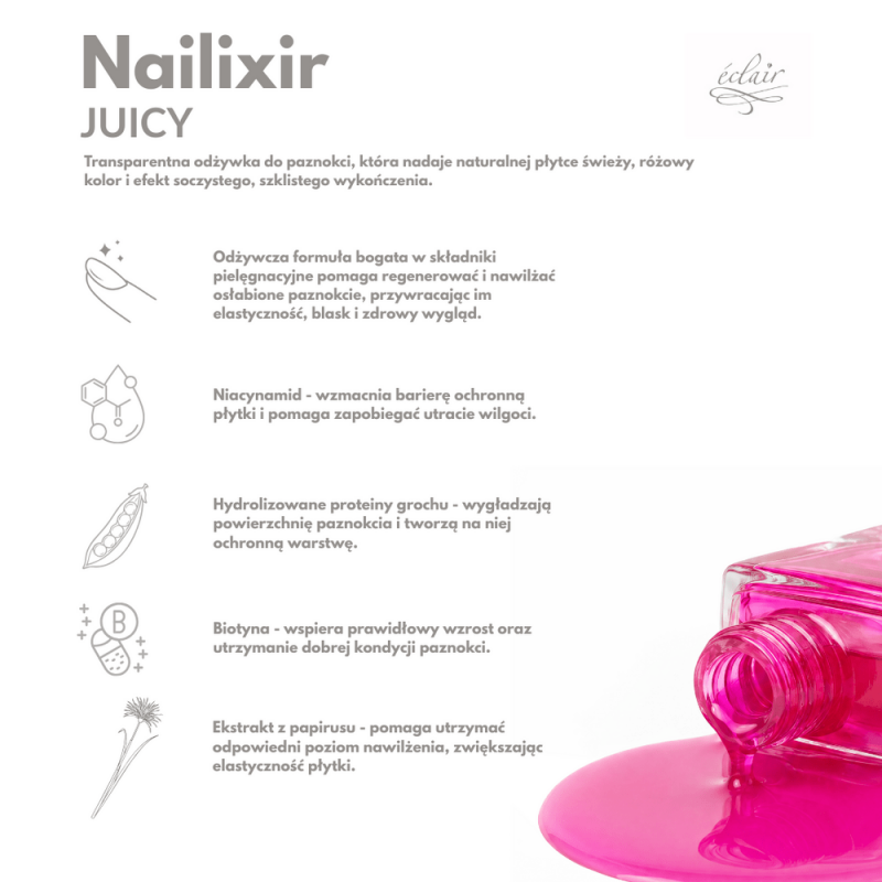 Nailixir JUICY 10ml - odżywka do paznokci w lakierze