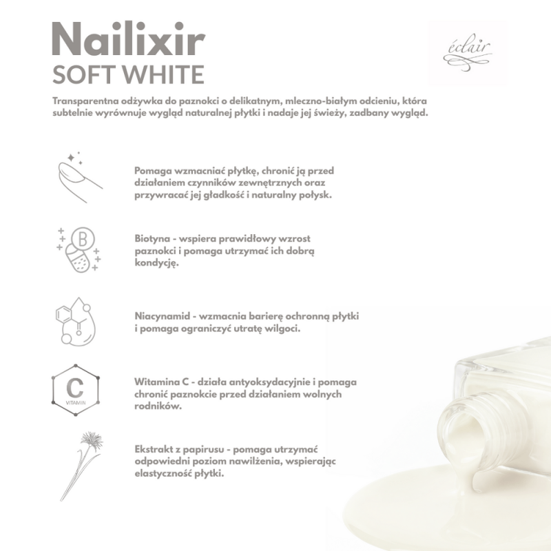 Nailixir SOFT WHITE 10ml - odżywka do paznokci w lakierze