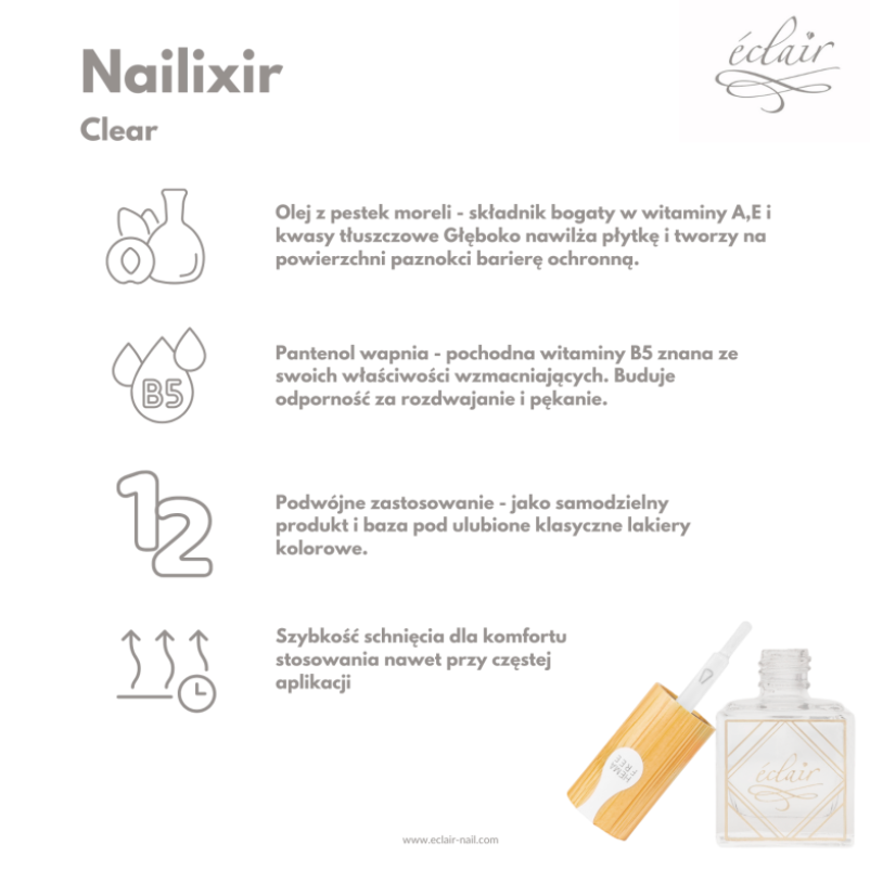 Nailixir CLEAR 10ml - bezbarwna odżywka do paznokci w lakierze
