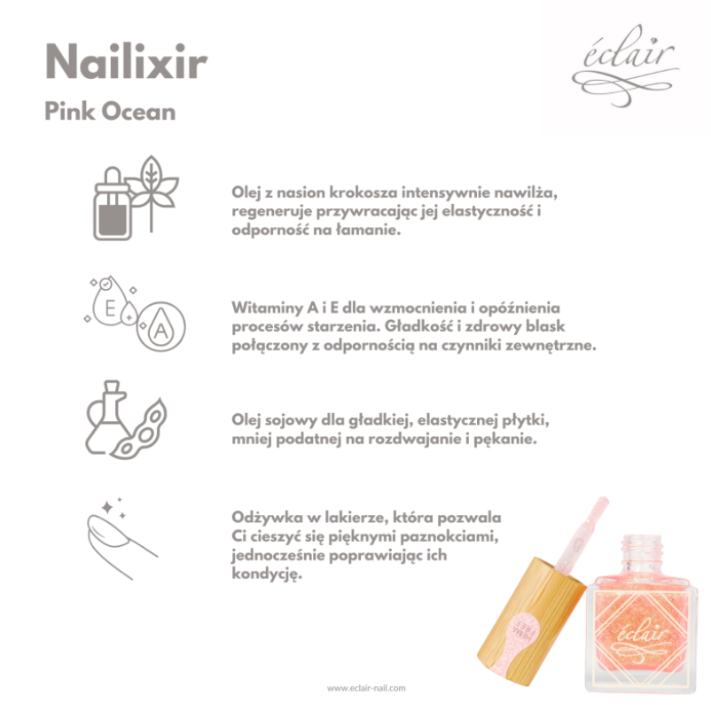 Nailixir PINK OCEAN 10ml - odżywka do paznokci w lakierze
